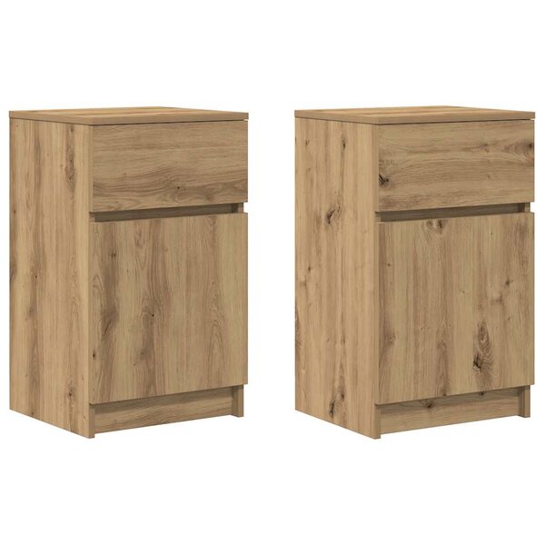 vidaXL Tables de chevet 2 Pièces chêne artisanal 39x35x65 cm