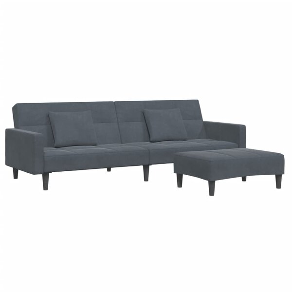 vidaXL Canapé-lit à 2 places avec repose-pied gris foncé velours