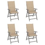 vidaXL Chaises inclinables de jardin lot de 4 et coussins Bois acacia