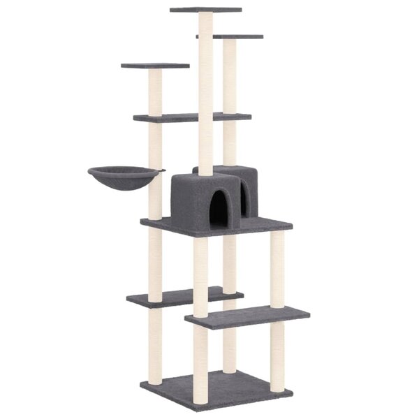 vidaXL Arbre à chat avec griffoirs en sisal Gris foncé 167 cm