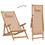 vidaXL Chaises de plage pliantes lot de 2 taupe tissu et bois massif