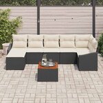 vidaXL Ensemble de canapé de jardin avec coussin 8 Pièces Noir Poly rotin