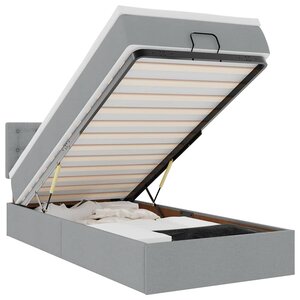 vidaXL Lit ottoman avec matelas gris clair 100x200 cm tissu