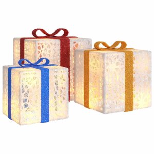 vidaXL Boîtes de Noël lumineuses 3 Pièces 64 LED blanc chaud