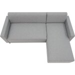 Canapé d'angle fixe 4 places BOB - Tissu souris - Réversible - 197 x 117 x 65 cm