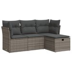 vidaXL Salon de jardin 4 Pièces avec coussins gris résine tressée