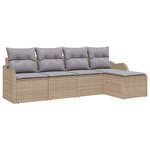 vidaXL Ensemble de canapé de jardin 5 Pièces Beige Poly rotin