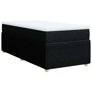 vidaXL Sommier à lattes de lit avec matelas Noir 90x200 cm Tissu