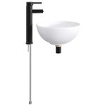 vidaXL Lavabo de salle de bain avec robinet et drain Noir Mat