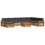 vidaXL Ensemble de canapés d'extérieur 9 pc Naturel et Anthracite