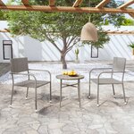 vidaXL Ensemble à manger de jardin 3 Pièces Résine tressée Gris