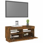 vidaXL Meuble TV avec lumières LED chêne fumé 80x35x40 cm