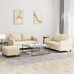 vidaXL Ensemble de canapés 3 Pièces avec coussins Crème Tissu