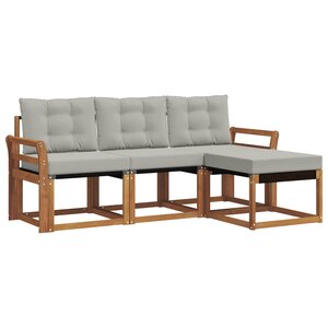 vidaXL Ensemble de canapés d'extérieur 4 pc Gris Naturel et Clair
