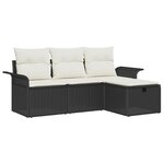 vidaXL Ensemble de canapé de jardin avec coussin 4 Pièces Noir Poly rotin