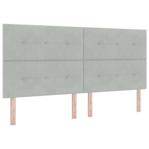 vidaXL Lit à ressort LED avec matelas Gris clair 200 x 200 cm tissu