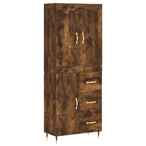 vidaXL Buffet haut Chêne fumé 69 5x34x180 cm Bois d'ingénierie