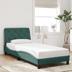 vidaXL Cadre de lit avec lumières LED vert foncé 90x200 cm velours