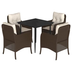 vidaXL Ensemble à manger de jardin 5 Pièces et coussins marron poly rotin