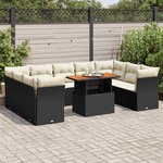 vidaXL Salon de jardin 10 Pièces avec coussins noir résine tressée