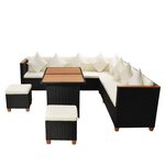 vidaXL Salon de jardin 7 Pièces avec coussins Résine tressée Noir