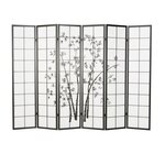 Paravent bois 6 pans bambou noir