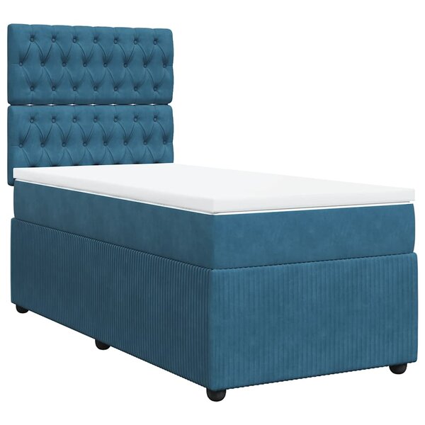 vidaXL Sommier à lattes de lit avec matelas Bleu foncé 100x200 cm