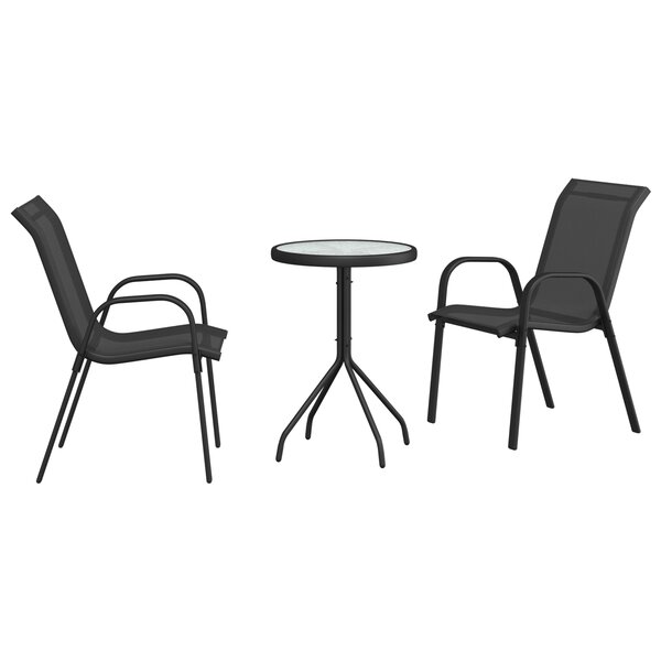 vidaXL Ensemble Bistro de jardin 3 pièces Noir Textilène et Acier
