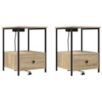 vidaXL Table de nuit avec station de chargement 2 Pièces Chêne sonoma