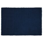 vidaXL Couverture en Fourrure de Lapin Synthétique Bleu Marine