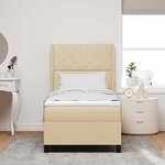 vidaXL Lit à ressorts avec matelas Crème 100 x 200 cm tissu