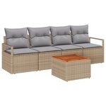 vidaXL Ensemble de canapé de jardin 5 Pièces Beige  gris clair Grand