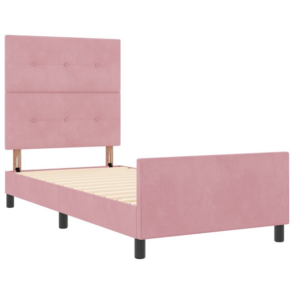 Cadre de lit en velours rose vidaXL 90x190 cm