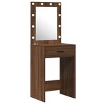 Ensemble de coiffeuse 2 pièces avec LED en bois d'ingénierie chêne noir