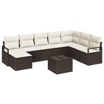 vidaXL Ensemble de canapé de jardin avec coussin 9 Pièces Marron  Crème