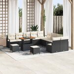 vidaXL Ensemble de canapé de jardin 13 Pièces Noir  Crème 90 x 55 x 71 cm
