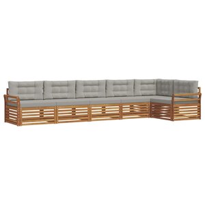 vidaXL Ensemble de canapés d'extérieur 6 Pièces Gris Naturel et Clair