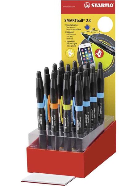 Stylet/stylo SMARTball 2.0 L + R, présentoir de 16 STABILO