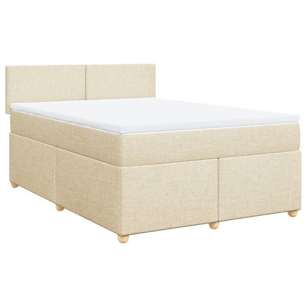 vidaXL Sommier à lattes de lit avec matelas Crème 140x190 cm Tissu