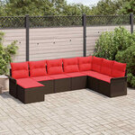 vidaXL Ensemble de canapé de jardin 8 Pièces Marron polyrotin