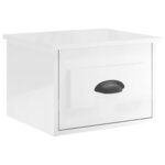 vidaXL Table de chevet murale blanc brillant 41 5x36x28 cm