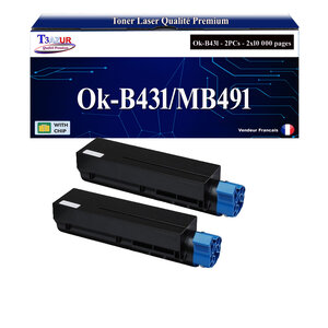 T3AZUR - 2x Toners compatibles avec Oki MB461  MB471  MB471W  MB491