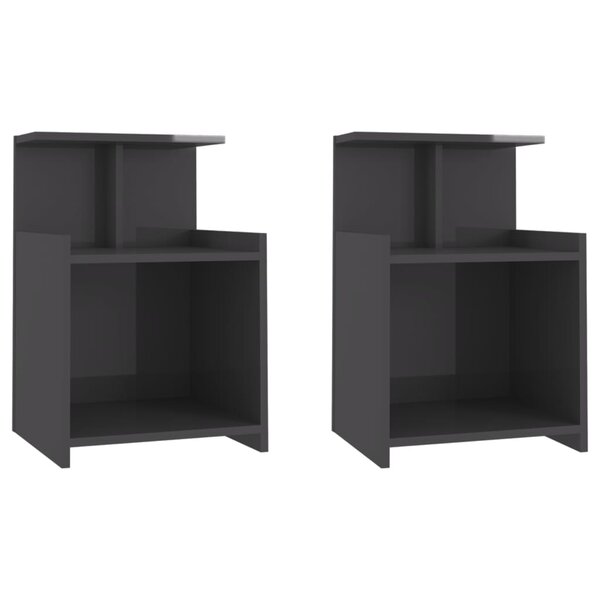 vidaXL Tables de chevet 2 Pièces Gris brillant 40x35x60 cm Aggloméré
