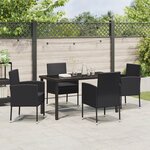 vidaXL Ensemble de Salle à Manger de Jardin de 5 Pièces avec Coussins en Rotin Poly Noir