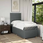 vidaXL Sommier à lattes de lit avec matelas Gris foncé 100x200cm Tissu