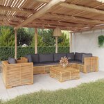 vidaXL Salon de jardin 7 Pièces avec coussins Bois de teck solide