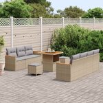 vidaXL Ensemble de canapé de jardin 10 Pièces Beige polyrotin