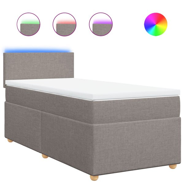 vidaXL Sommier à lattes de lit avec matelas Taupe 90x190 cm Tissu