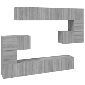 vidaXL Ensemble de meubles TV 10 Pièces Sonoma gris Bois d'ingénierie