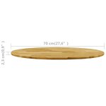 vidaXL Dessus de table Bois de chêne massif Rond 23 mm 700 mm